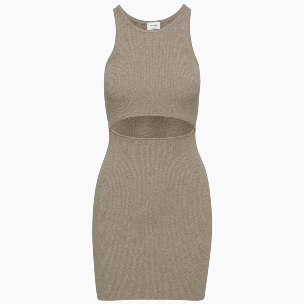 Aritzia Tan Knit Cutout Dress